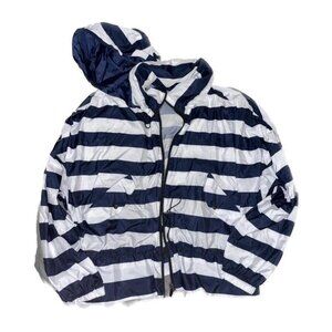 Zara Striped Jacket with Hidden Hoodie - Size Large
